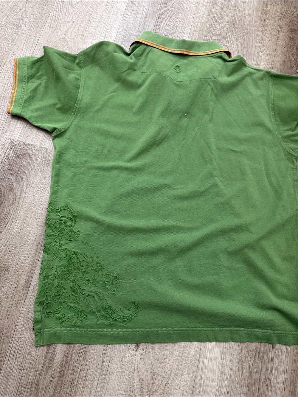 Robert Graham Green Embroidered Polo Shirt with Colorful Trim - Picture 6 of 6